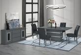 MONACO DINING TABLE AND 4 DARK GREY DINING CHAIRS