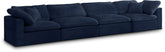 Cozy Velvet Modular Fiber Filled Cloud-Like Comfort Overstuffed 158" Sofa