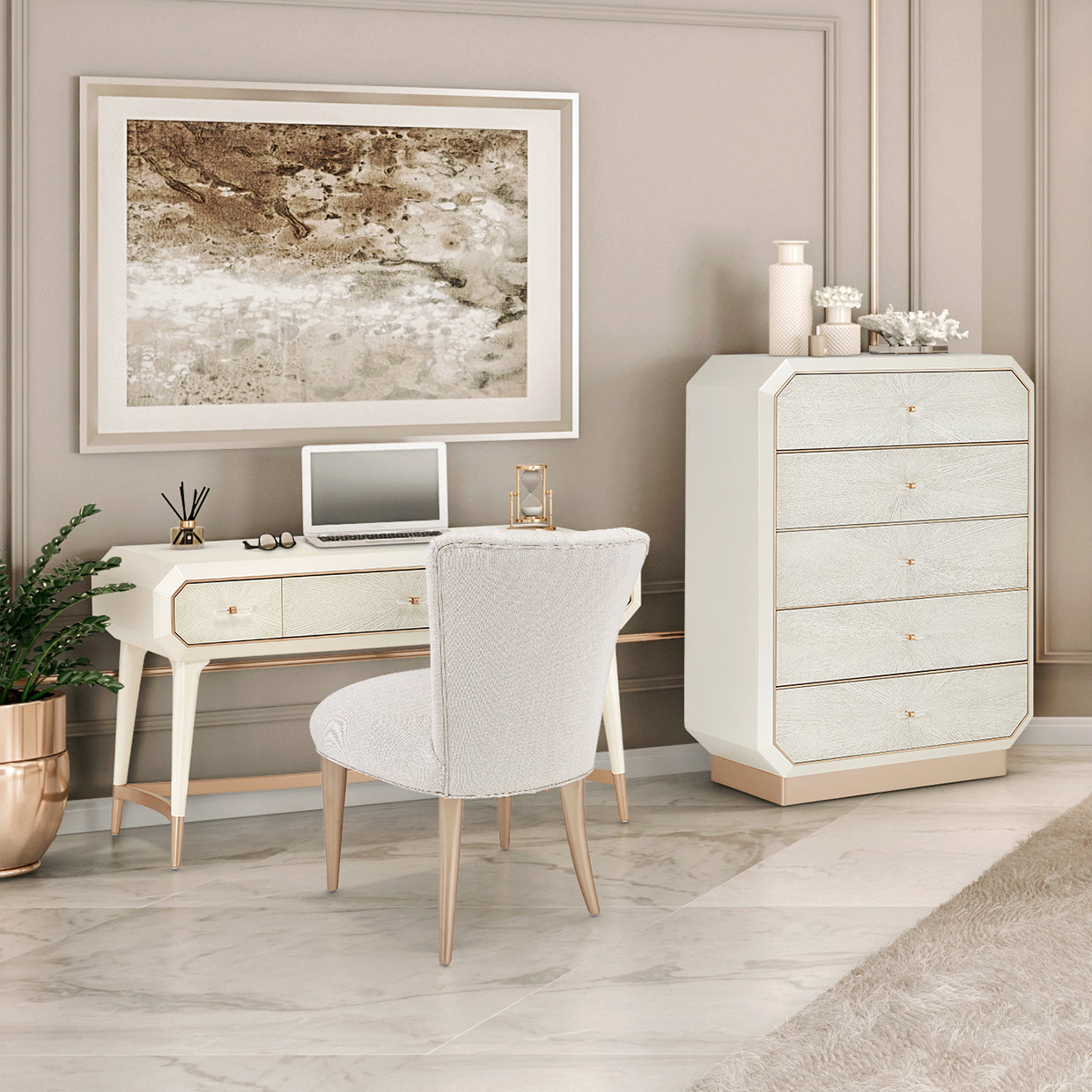 La Rachelle Vanity with Mirror & Chair