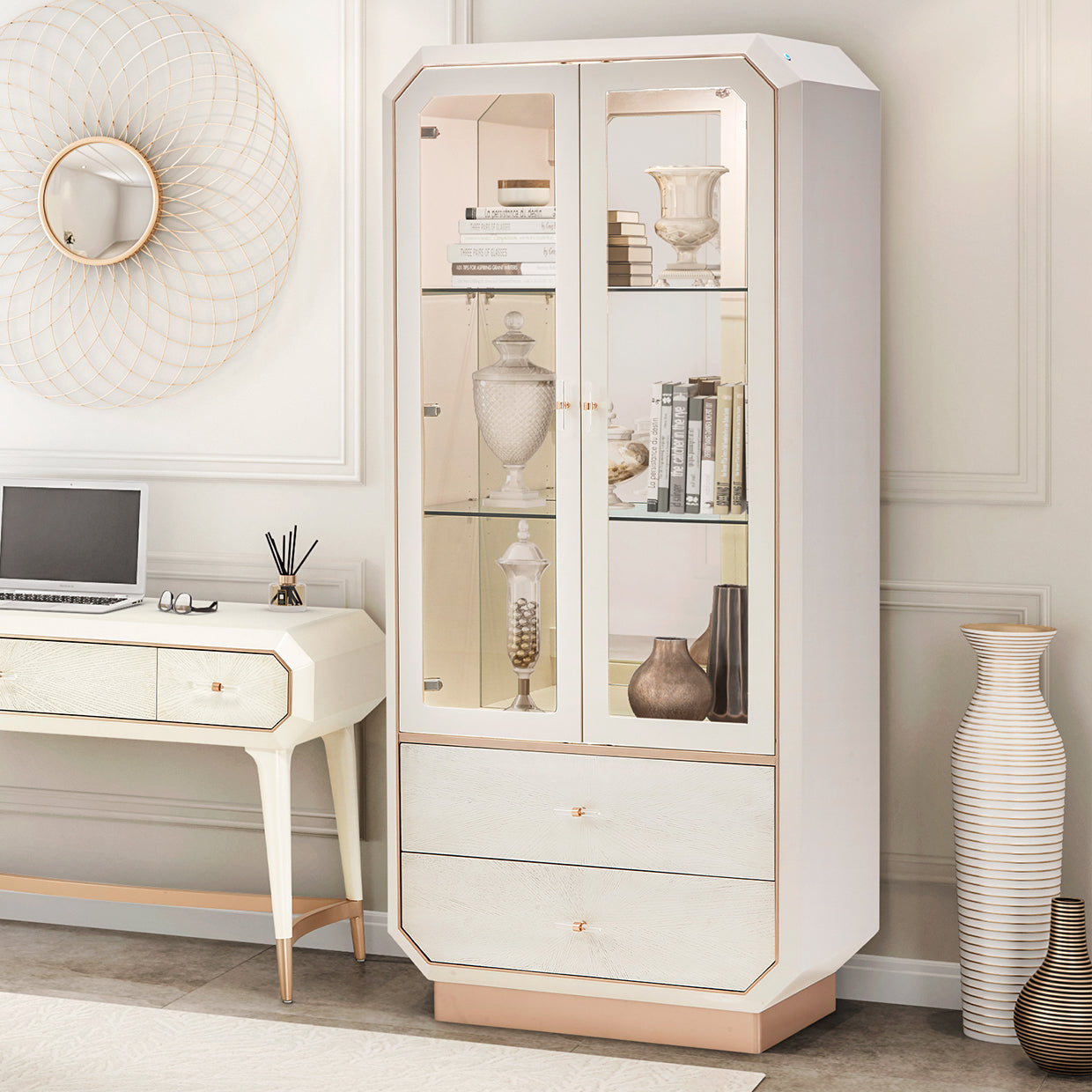 Vera Display Rack La Rachelle Display Cabinet with LED Lighting – Vera Furniture