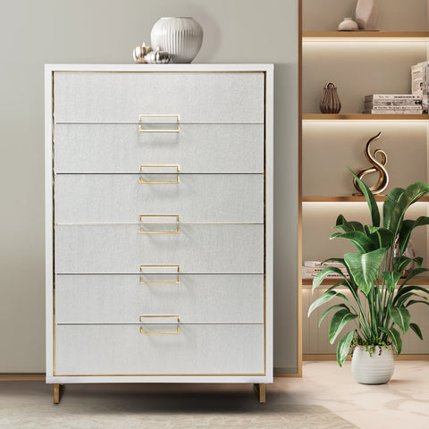 Palm Gate 6 Drawer Chest Cloud White