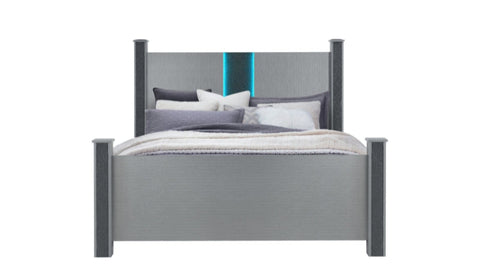 LOGAN SILVER Bedroom Set LED AND SPEAKERS