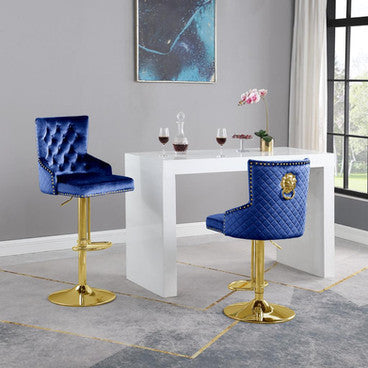 Leo Stool Gold Blue Chair