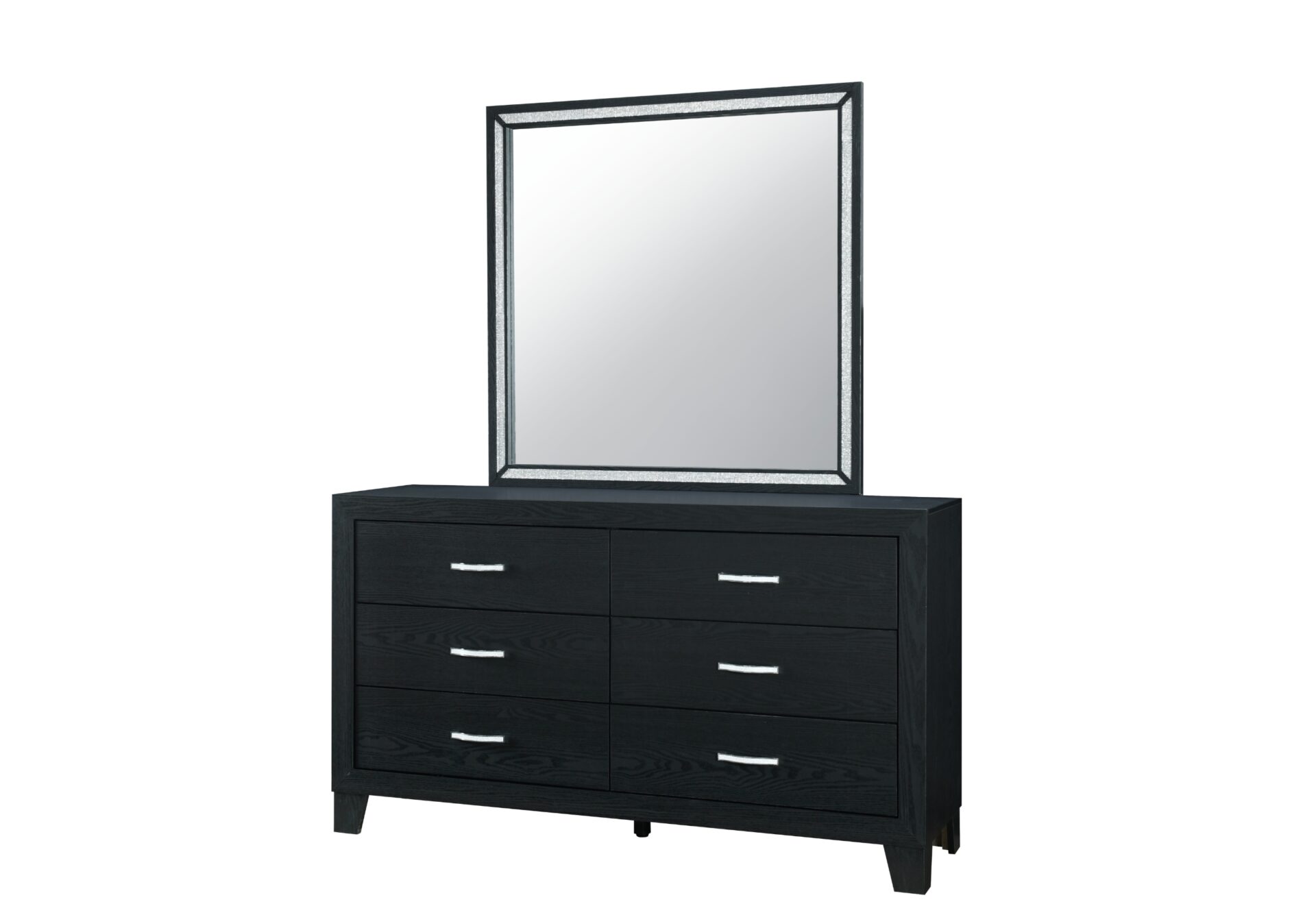 REID BLACK Bedroom Set With LED