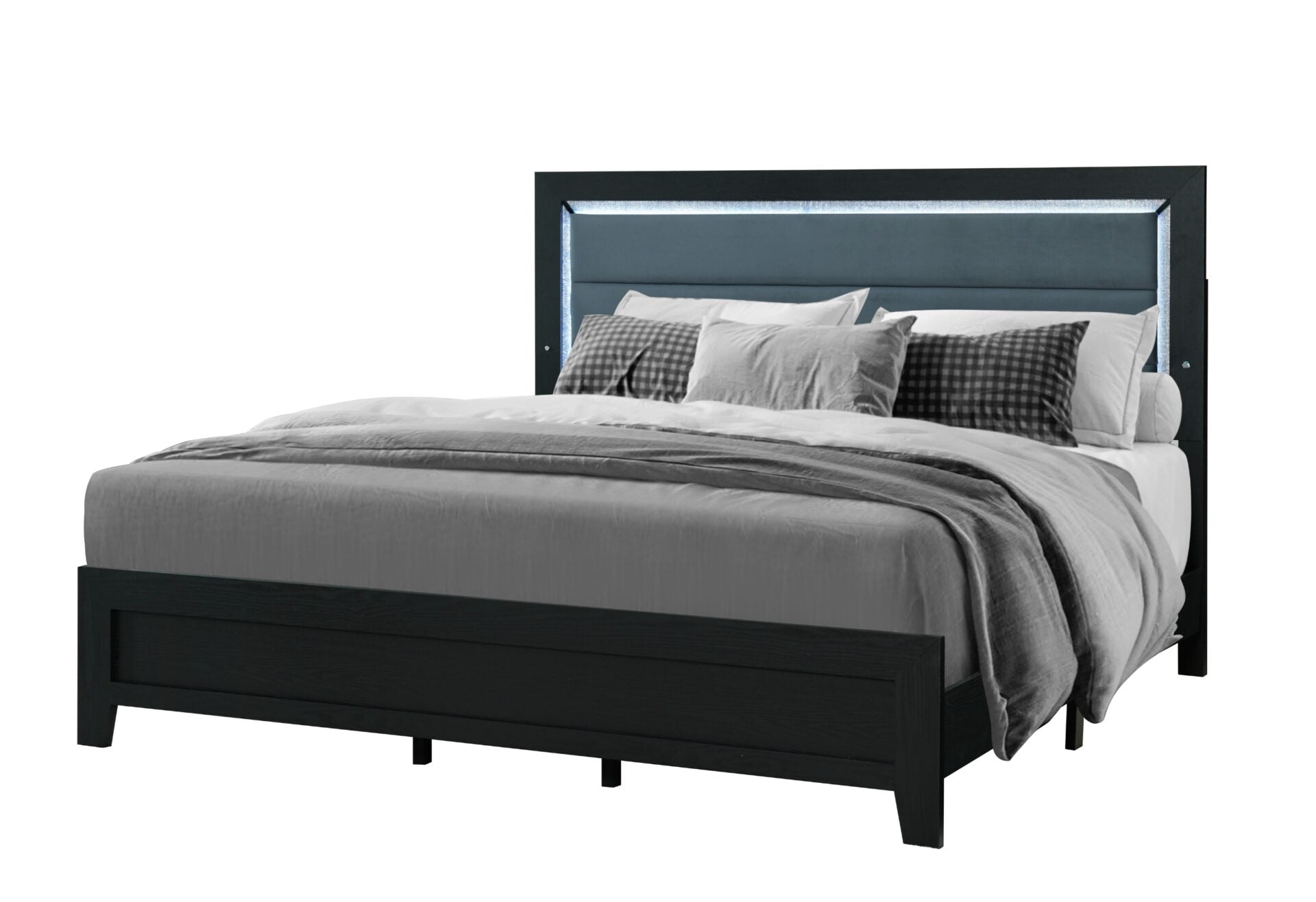 REID BLACK Bedroom Set With LED