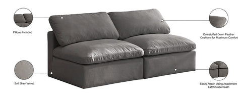 Plush Velvet Standard Modular Down Filled Cloud-Like Comfort Overstuffed 70" Arm