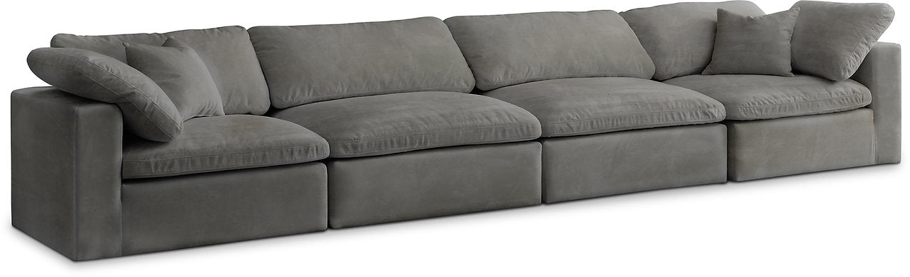 Cozy Velvet Modular Fiber Filled Cloud-Like Comfort Overstuffed 158" Sofa