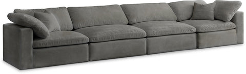 Cozy Velvet Modular Fiber Filled Cloud-Like Comfort Overstuffed 158" Sofa