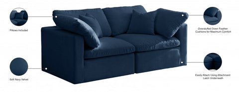 Plush Velvet Standard Modular Down Filled Cloud-Like Comfort Overstuffed 70" Sofa