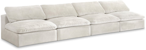 Cozy Velvet Modular Fiber Filled Cloud-Like Comfort Overstuffed 156" Armless Sof