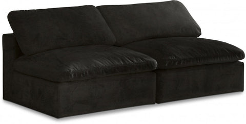 Cozy Velvet Modular Fiber Filled Cloud-Like Comfort Overstuffed 78" Armless Sofa