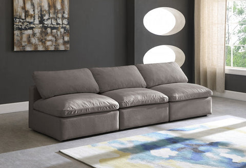 Plush Velvet Standard Modular Down Filled Cloud-Like Comfort Overstuffed 105" Ar