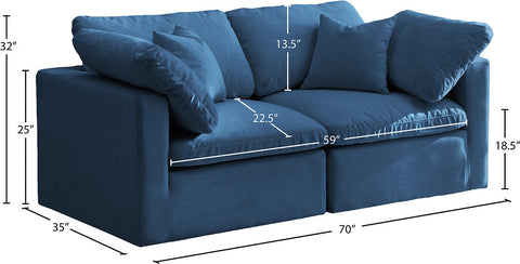 Plush Velvet Standard Modular Down Filled Cloud-Like Comfort Overstuffed 70" Sofa