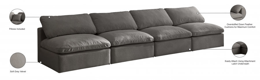Plush Velvet Standard Modular Down Filled Cloud-Like Comfort Overstuffed 140" Ar