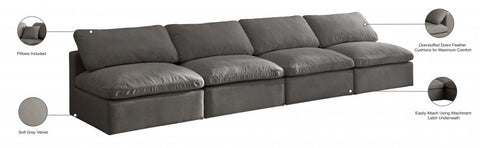 Plush Velvet Standard Modular Down Filled Cloud-Like Comfort Overstuffed 140" Ar