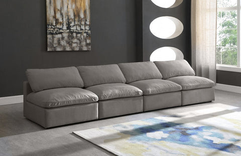 Plush Velvet Standard Modular Down Filled Cloud-Like Comfort Overstuffed 140" Ar