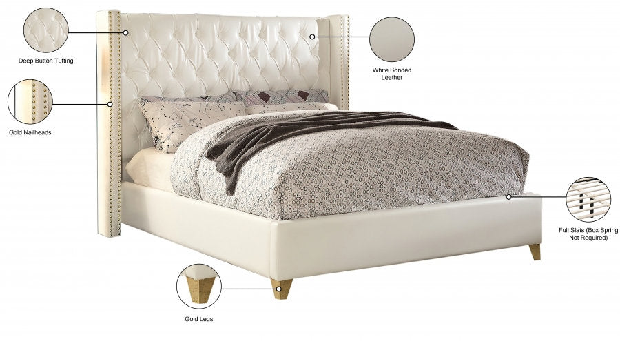 Soho White Bonded Leather Bed