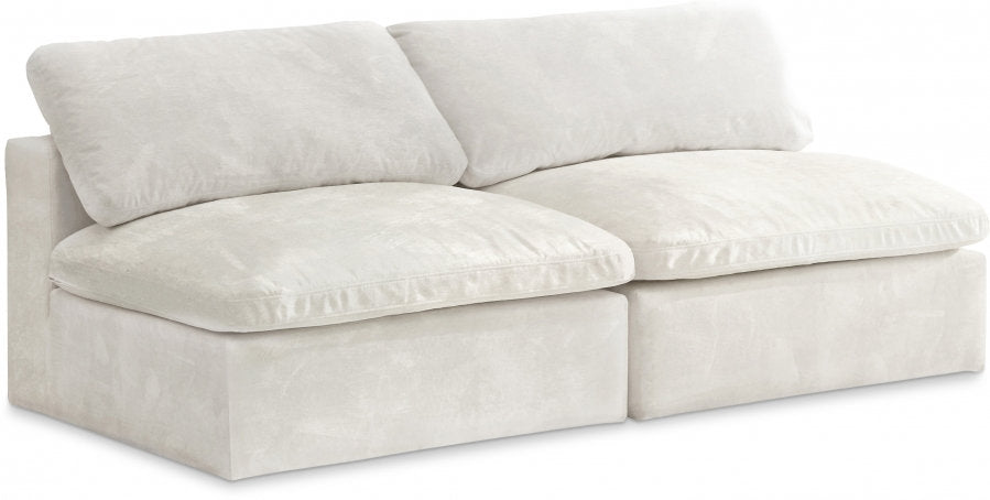Cozy Velvet Modular Fiber Filled Cloud-Like Comfort Overstuffed 78" Armless Sofa