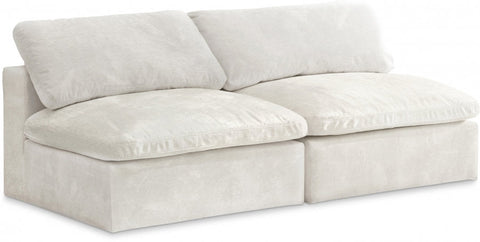 Cozy Velvet Modular Fiber Filled Cloud-Like Comfort Overstuffed 78" Armless Sofa