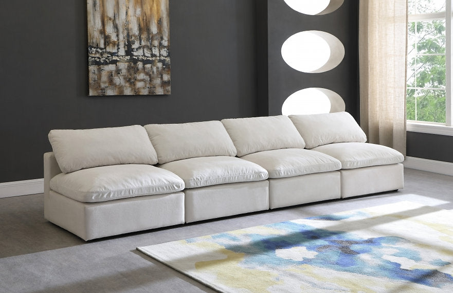 Plush Velvet Standard Modular Down Filled Cloud-Like Comfort Overstuffed 140" Ar