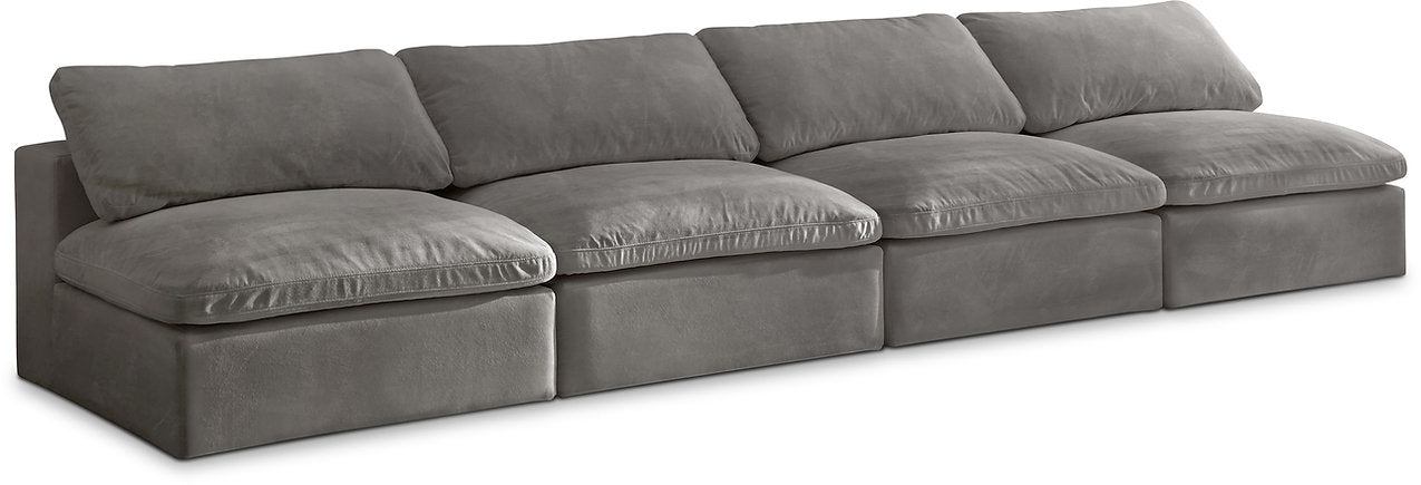 Cozy Velvet Modular Fiber Filled Cloud-Like Comfort Overstuffed 156" Armless Sof