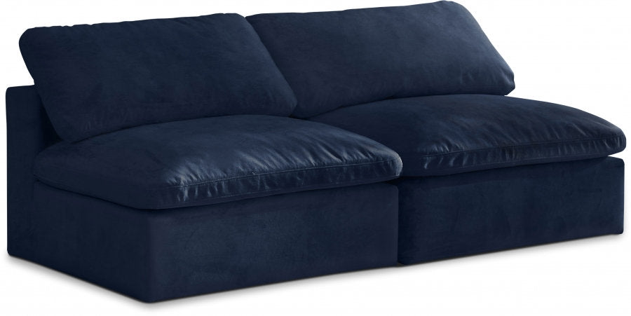 Cozy Velvet Modular Fiber Filled Cloud-Like Comfort Overstuffed 78" Armless Sofa