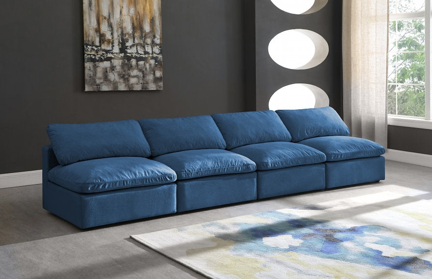 Plush Velvet Standard Modular Down Filled Cloud-Like Comfort Overstuffed 140" Ar