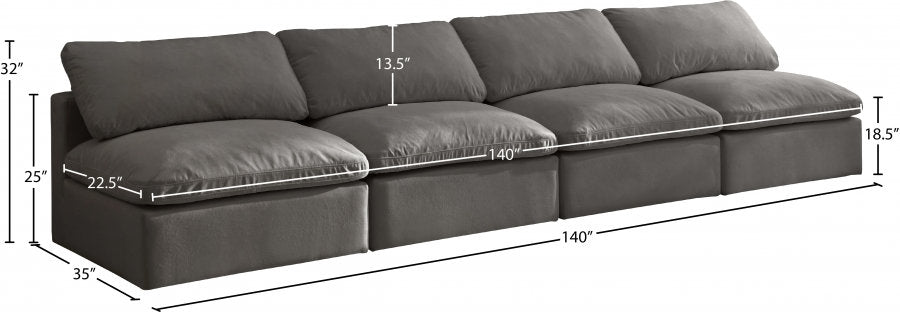 Plush Velvet Standard Modular Down Filled Cloud-Like Comfort Overstuffed 140" Ar