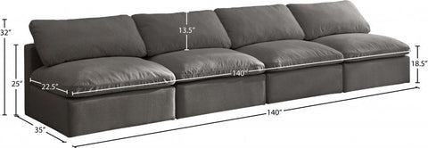 Plush Velvet Standard Modular Down Filled Cloud-Like Comfort Overstuffed 140" Ar