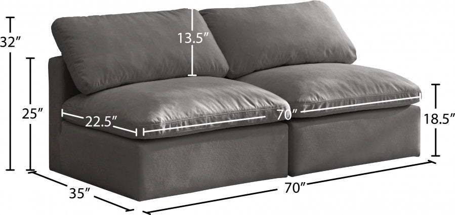 Plush Velvet Standard Modular Down Filled Cloud-Like Comfort Overstuffed 70" Arm