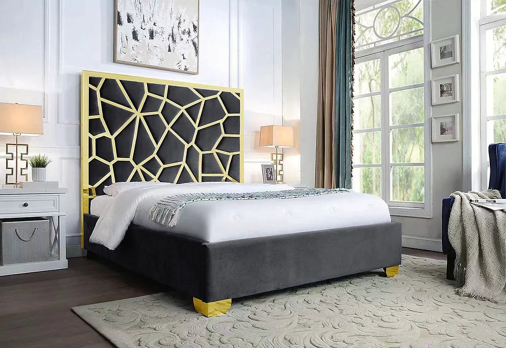 Honey Black Gold King Bed