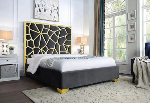 Honey Black Gold King Bed