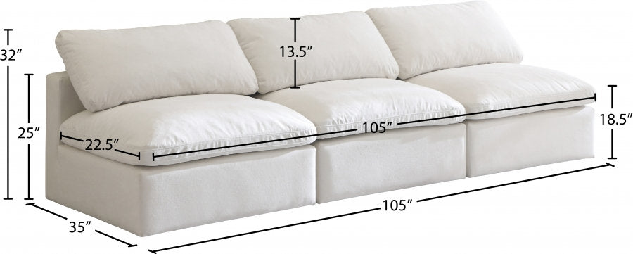 Plush Velvet Standard Modular Down Filled Cloud-Like Comfort Overstuffed 105" Ar