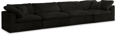 Cozy Velvet Modular Fiber Filled Cloud-Like Comfort Overstuffed 158" Sofa